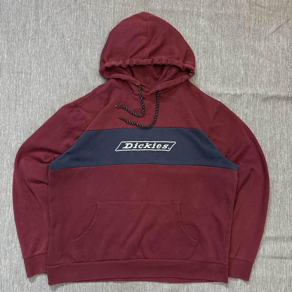 Burgundy and navy Dickies hoodie -‎ XL